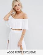 Asos Petite Beach Frill Top - White