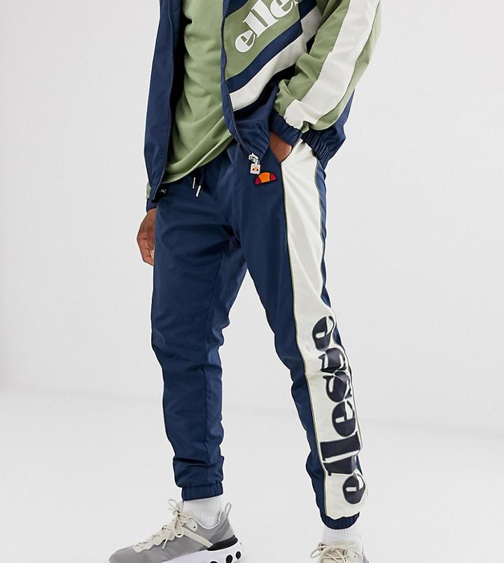 Ellesse Gioele Recycled Woven Track Pants In Navy/green Exclusive At Asos - Navy