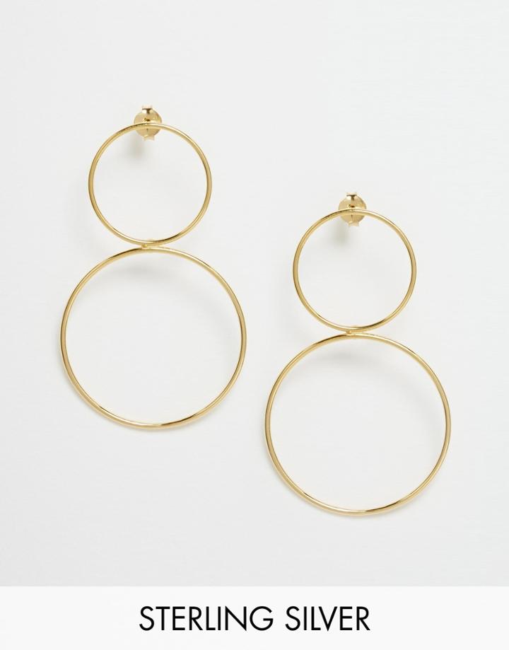 Asos Gold Plated Sterling Silver Circle Earrings - Gold