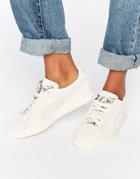 Puma Classic Suede Basket Sneakers In Beige With Jewel Detail - Beige