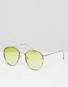 7x Aviator Sunglasses With Yellow Ombre Lens - Silver