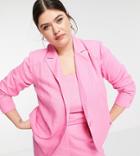 The Frolic Plus Linen Oversized Suit Blazer In Bright Pink