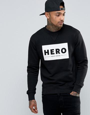Heros Heroine Sweatshirt With Large Logo - Black