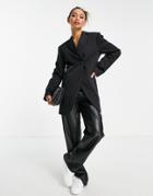 Asos Design Asymmetric Suit Blazer In Black