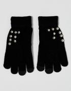 7x Smart Touch Studded Gloves - Black