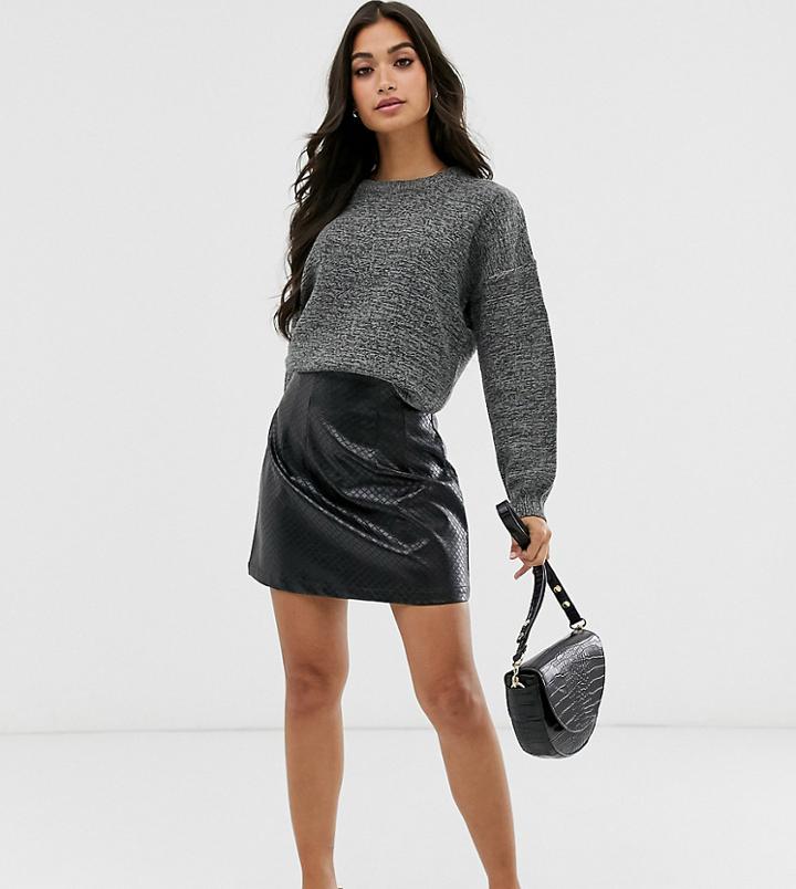 Glamorous Petite Mini Skirt In Faux Croc