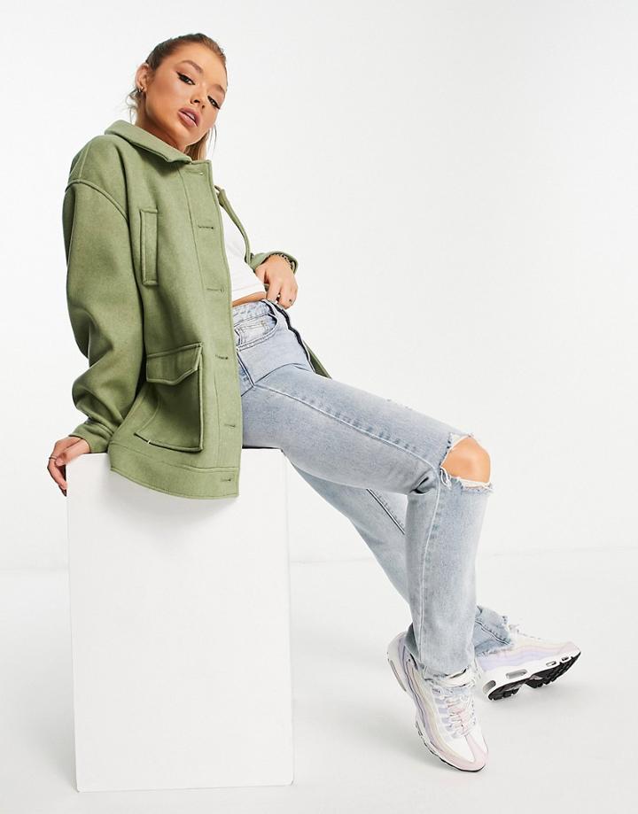 Na-kd Pocket Detail Jacket In Green