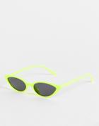 Public Desire Cat Eye Sunglasses In Neon Yellow