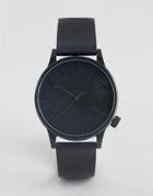 Komono Winston Regal Leather Watch In Black - Black