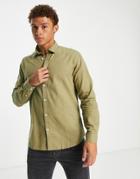 Selected Homme Long Sleeve Shirt In Khaki-green