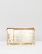 Asos Oversize Matte Chainmail Foldover Clutch Bag - Gold