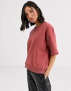 Asos White Organic Cotton Pocket Sweat Tee-multi