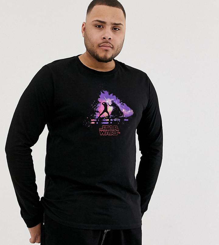Asos Design Plus Star Wars Long Sleeve T-shirt-black