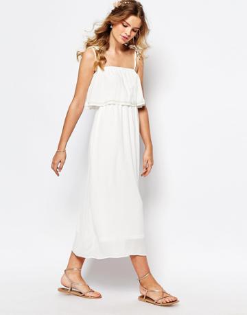 Darccy Cami Layered Maxi Dress With Embellished Neckline - Blue
