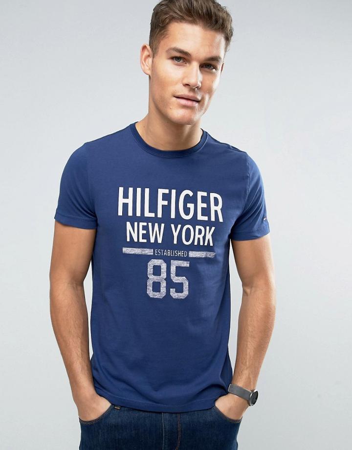 Tommy Hilfiger Karl Ny Logo T-shirt In Regular Fit - Navy