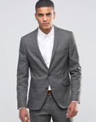 Selected Homme Prince Of Wales Blazer In Skinny Fit With Stretch - Brown