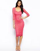 Asos Sweetheart Lace Midi Body-conscious Dress - Pink