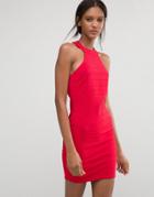 Club L Racer Neck Bandage Dress - Red