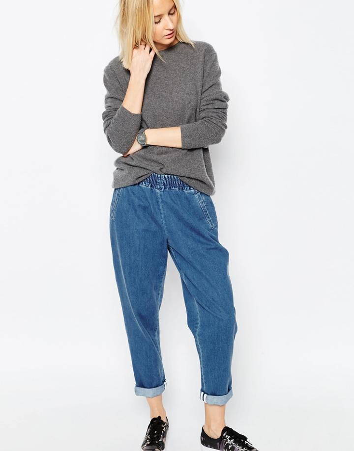Asos White Denim Joggers - Blue