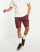 Asos Design Pleated Jersey Shorts In Red-grey