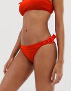 Y.a.s Buckle Detail High Leg Bikini Bottoms - Red