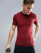 Bershka Sport Short Sleeve Compression Top In Red - Red