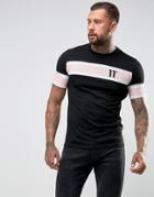 11 Degrees T-shirt In Black With Stripe - Black