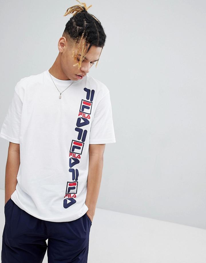 Fila Black Line T-shirt With Panel Logo In White - White