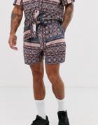 Native Youth Two-piece Short With Patchwork Geo Print In Purple - Purple