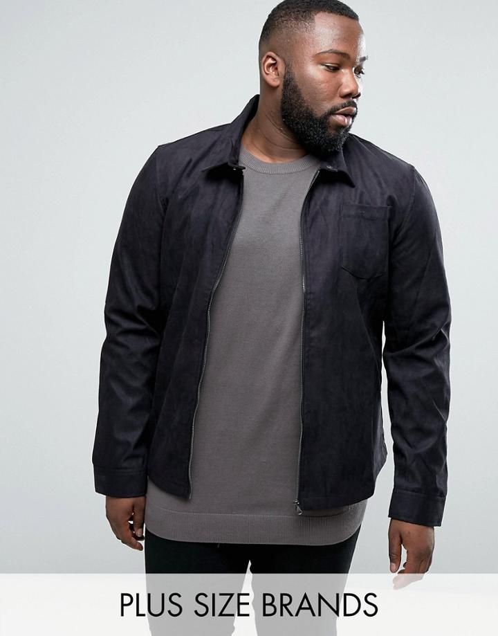 D-struct Plus Faux Suede Shirt Jacket - Black
