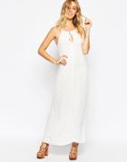 Asos Swing Maxi Dress With Eyelets And Lace Up Detail - Red