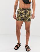 Weekday Tan Swim Shorts In Floral Print - Black