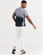 Religion T-shirt With Side Logo Print In Blue Fade-black