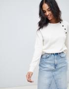 Abercrombie & Fitch Button Detail Lighweight Sweater - White