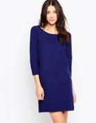 Ichi 3/4 Sleeve A Line Dress - Blue