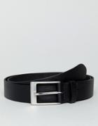 Asos Smart Slim Belt In Black Leather With Saffiano Emboss - Black