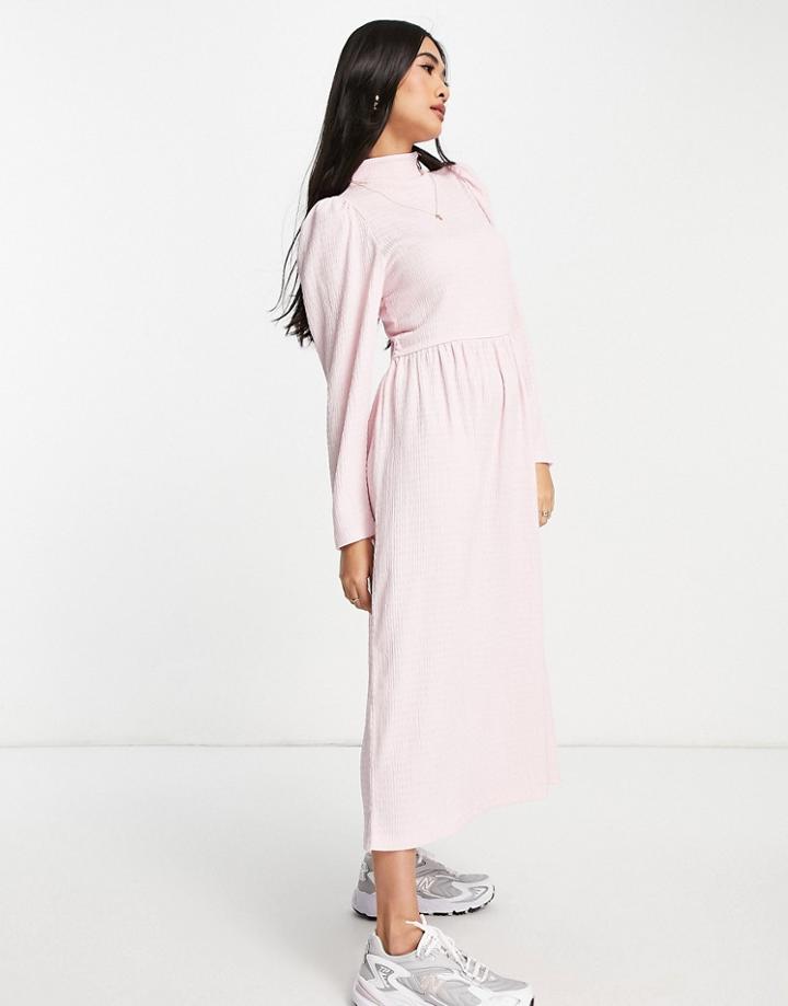 Selected Femme Oversized Sleeve Maxi Dress In Pink