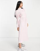 Selected Femme Oversized Sleeve Maxi Dress In Pink