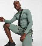 South Beach Muscle Fit Long Sleeve Top In Khaki-green