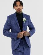 Twisted Tailor Super Skinny Harris Tweed Suit Jacket-blue