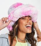 Reclaimed Vintage Inspired Super Oversized Bucket Hat In Spray Paint Faux Fur-multi