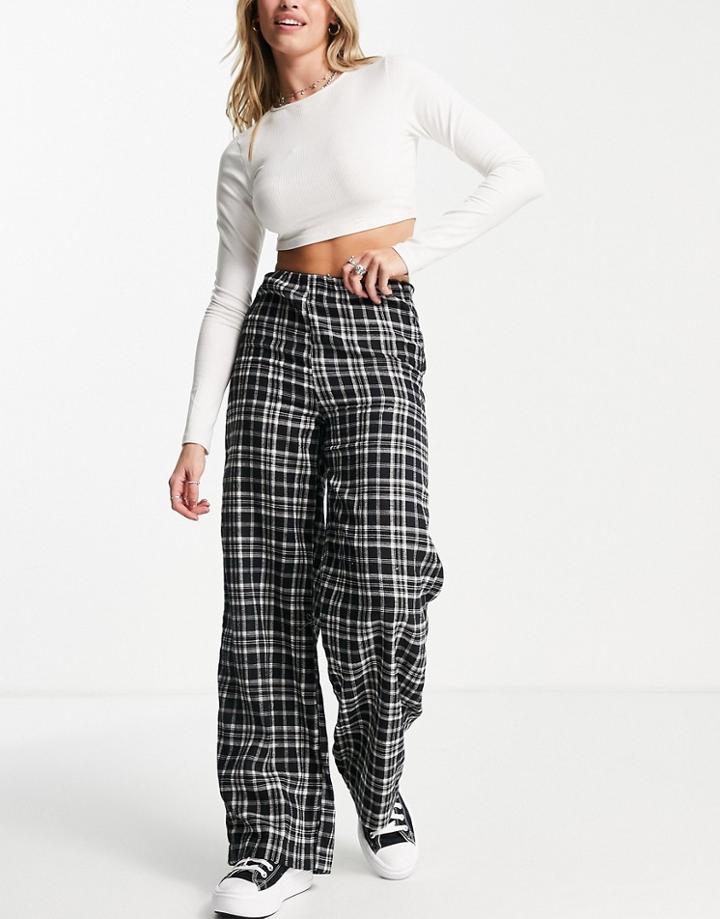 Heartbreak Wide Leg Pants In Black Check - Part Of A Set-multi