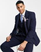 Harry Brown Wedding Slim Fit Tweed Wool Mix Suit Jacket-blue