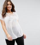 New Look Curve Dobby Lattice Front Blouse - Cream