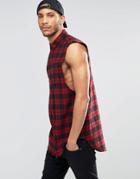 Asos Sleeveless Check Shirt In Red - Red