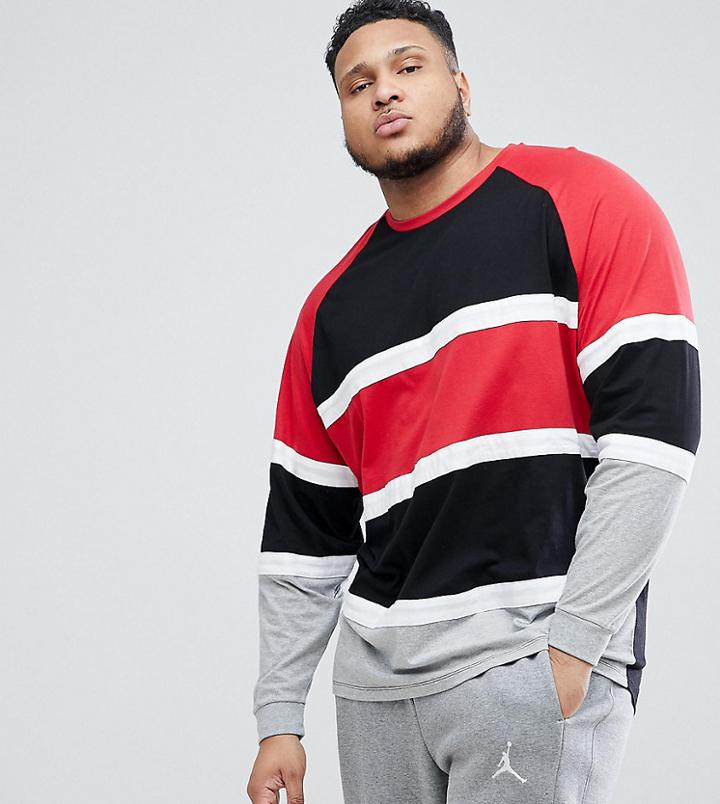 Asos Design Plus Longline Oversized Long Sleeve T-shirt With Bright Color Block - Multi