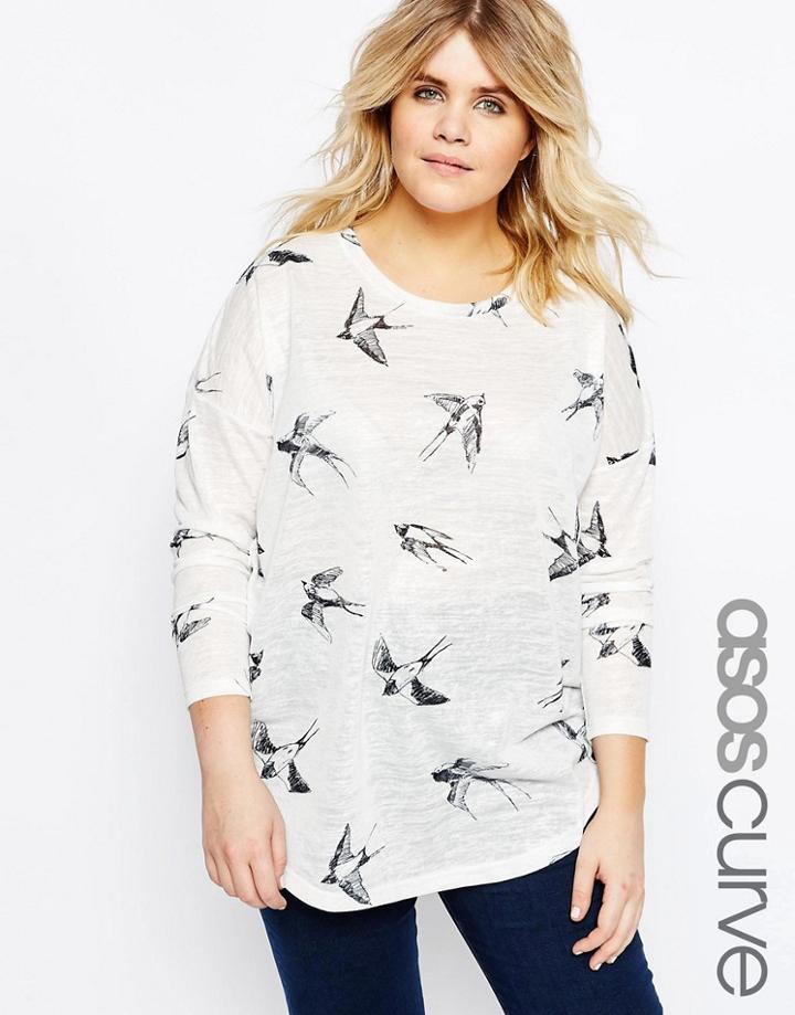 Asos Curve Top In Swallow Print - Multi