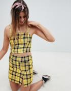 Asos Design Check Mini Skirt With Front Pockets Two-piece - Multi