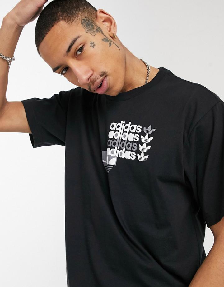 Adidas Originals Forum T-shirt In Black And Pink