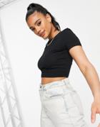 Asos Design Fitted Cropped T-shirt In Black